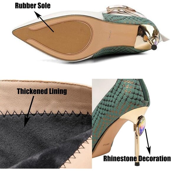 Women's Rhinestone Pointed Toe Stiletto Heel Ankle Boot with Back Zipper Fashion - Picture 6 of 7